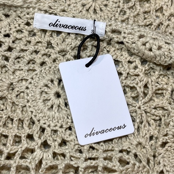 Olivaceous Ivory Floral Crochet Mini Dress Beach Cover Small - Picture 5 of 8